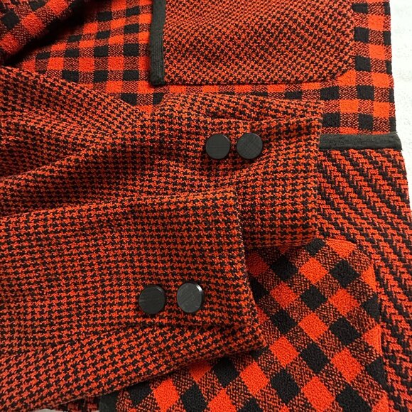 Vintage Ruty Paris Womens Gingham Checkered Button Front Jacket Coat Size 42 Red - Picture 9 of 10